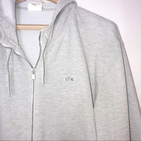 lacoste grey zip up hoodie